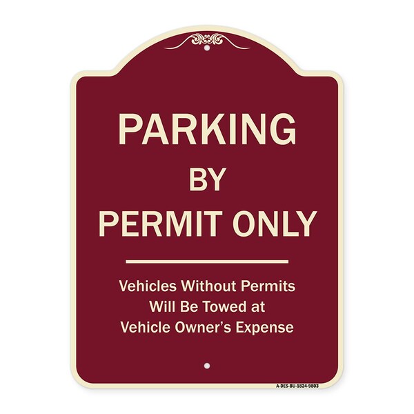 Designer Series-Parking By Permit Vehicles Without Permits Towed Vehic, 24" x 18", BU-1824-9803